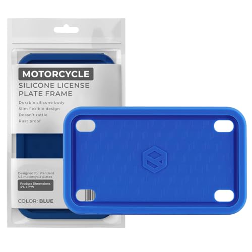 Rightcar Solutions Motorcycle License Plate Frame Premium Silicone, Rust-Proof, Rattle-Proof, Weather-Proof Plate Holder, Street Legal, Custom Bike Tag Frame - Blue - color: Blue