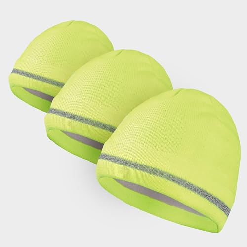 Occunomix Hi-Vis Hi-Viz Knit Cap with Polyester Lining One Size Fits Most - color: Yellow, style: One Size (3-pack)