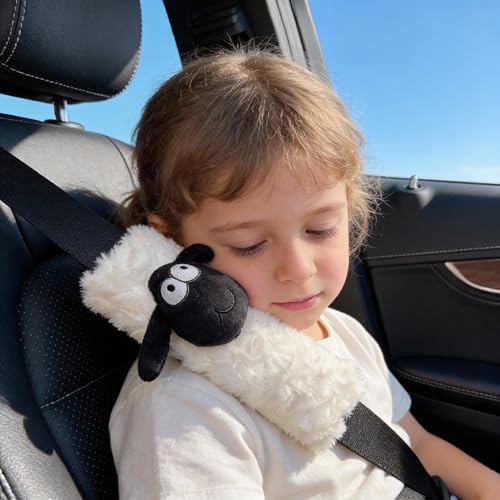 2 PCS Seat Belt Cover Pad, Cute Kawaii Sheep Seatbelt Covers for Kids, Winter Plush Fluffy Soft Seat Belt Cover, Seatbelt Cushion,Car Seat Strap Pads (H-Sheep) - color: H-Sheep