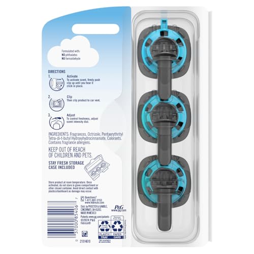 Febreze Car Air Freshener, Odor-Fighting Automotive Vent Clip, Gain Original Scent, 3 Count