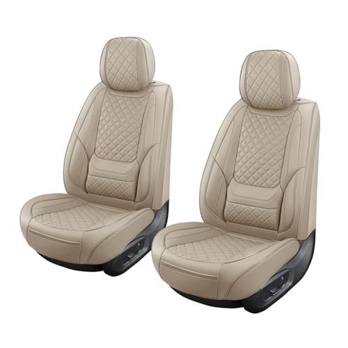 Leather Seat Covers for Cars Breathable Front Seat Covers Waterproof Seat Protectors Universal Fit for Most Automotive Cars SUV Trucks Van (Beige, Front Pair) - color: Beige2, size: Front Pair