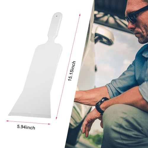 Dickno Bulldozer Squeegee, Long Handle Flat Glass Bulldozer Tint Tools, Scrubber Paddle Squeegee for Car Front Rear Windows Cleaning, Vinyl Wrap and Snow Frost Ice Removal Tool (White) - color: White