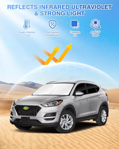 Canvcle Sunshades for Hyundai Tucson 2016-2021 Accessories Windshield Sun Shade Side Rear Window Shade Cover Sun Visor Shield Privacy Protection Keep Vehicle Cool Black 8PCS - size: Hyundai Tucson 2016-2021
