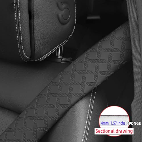 2PCS Car Seatbelt Cover, Soft Leather Vehicle Safety Seat Belt Cushion, 19.7 Inch Comfortable Auto Shoulder Neck Chest Protection Pads Accessories, Universal for Most Cars (Black) - color: Black/19 inches
