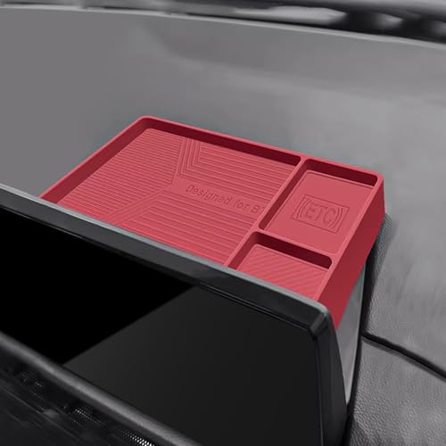 Temmis Dashboard Organizer for Honda CRV 2023-2026 (Gasoline & Hybrid), Silicone Dash Board Tissue Holder Dash Storage Tray Container Box Behind Screen-Red - color: Red for Dashboard Organizer