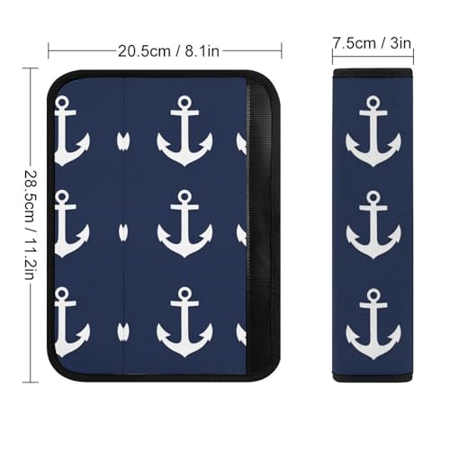 Comfortable Cushion Pad Car Shoulder Strap Harness Pad, Nautical Anchor Navy 2PCS Car Belt Covers - color: Color350