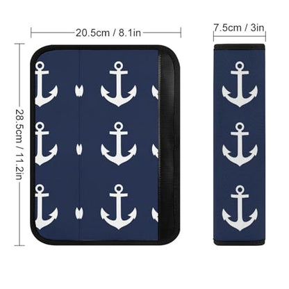 Comfortable Cushion Pad Car Shoulder Strap Harness Pad, Nautical Anchor Navy 2PCS Car Belt Covers - color: Color350
