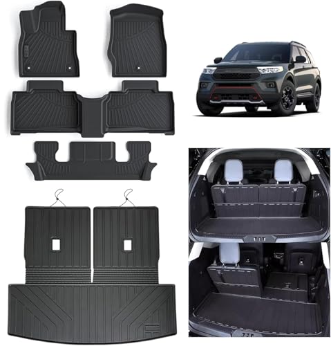 Floor Mats for 2020-2025 2026 Ford Explore (6 Seats), TPE All Weather Protection Floor Liner & Trunk Mat & Backrest Mat Full Car Mats for Ford Explorer Accessories - size: 2020-2025 Ford Explorer -6 Seats-(Full Set)