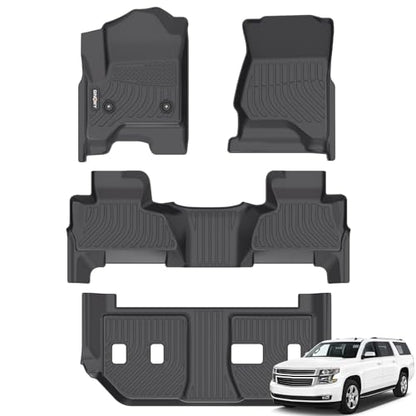GINOWY-Floor Mats for Chevy Suburban/GMC Yukon XL 2015-2020 2nd Row with Bench Seat, All Weather Car Floor Mats Non-Silp Suburban 2020 Accessories Rubber Floor Liners - style: 4) for Chevy Suburban 2015-2020 Floor Mats