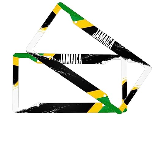 Jamaica License Plate Frame 2 Pack License Plate Holder Universal Aluminum License Plate Cover Car Accessories for Men Women - color: Jamaica
