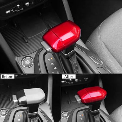 ABS Car Gear Shift Knob Cover Trim Shifter Lever Handle Protective Compatible with Kia Sorento 2024-2026,Kia Carnival 2025-2026,K4 2025-2026,K5 2025-2026 Accessories(Glossy Red Style) - color: Glossy Red Style