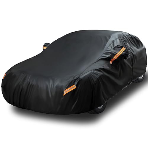 EzyShade 10-Layer Car Cover Waterproof All Weather [See Vehicle Size Chart for Accurate Fit] Outdoor Full Exterior Covers for Automobiles Sedan Hatch. Rain Sun Snow. Black, Size A0 (See SizeChart) - color: Black, size: A0 - see Vehicle Size Chart