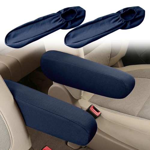2PC Car Front Seat Armrest Covers,Universal Size Seat Arm Rest Cover,Flat Cloth Fabric Armrest Cover,Car Interior Accessories(Navy Blue,1Pair) - color: Navy Blue-2PC