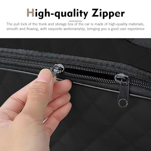Car Jumper Cable Bag, 12.6In Leather Waterproof Tools Cable Bag, Portable Car Trunk Storage & Organizer for EV Charging Cord, Hoses, Universal for Road Trip Garage