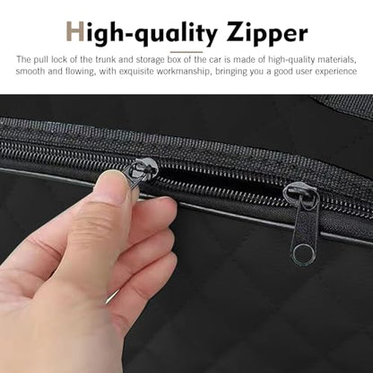 Car Jumper Cable Bag, 12.6In Leather Waterproof Tools Cable Bag, Portable Car Trunk Storage & Organizer for EV Charging Cord, Hoses, Universal for Road Trip Garage