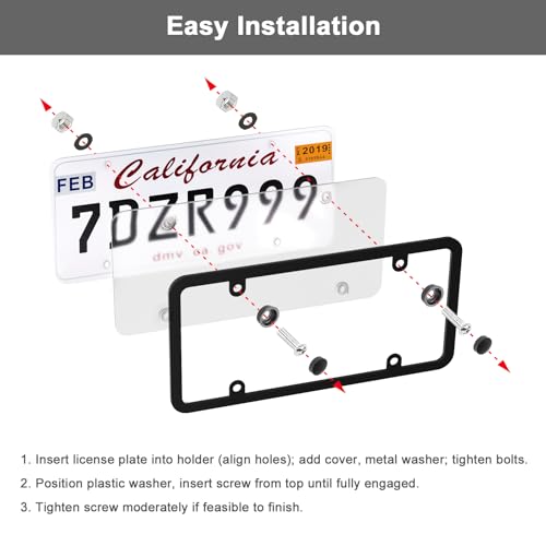 Transparent License Plate Cover and Frames, 2Pack Grey Clear Front and Rear License Plate Holder with Screws & Caps, Unbreakable Car Licence Plate Frame, Universal Fit for Most US Plates - color: grey-clear