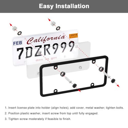 Transparent License Plate Cover and Frames, 2Pack Grey Clear Front and Rear License Plate Holder with Screws & Caps, Unbreakable Car Licence Plate Frame, Universal Fit for Most US Plates - color: grey-clear