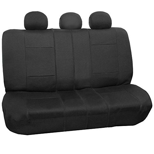 FH Group Waterproof Neoprene Car Seat Covers Rear Set– Universal Fit Split Bench Back Seat Cover, Durable Automotive Seat Protector for Cars, SUVs & Vans, Black/Black - color: Black, style: Rear Set