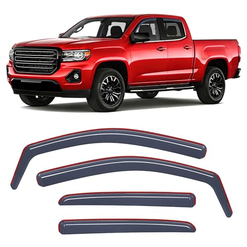 Nilight in Channel Window Visors for Chevy Colorado GMC Canyon 2015–2022 Crew Cab, Smoke Rain Guards, Clip-On Installation, Wind Deflectors for Sun Rain Ventilation-4PCS - color: Chevy Colorado 2015-2022 Crew Cab