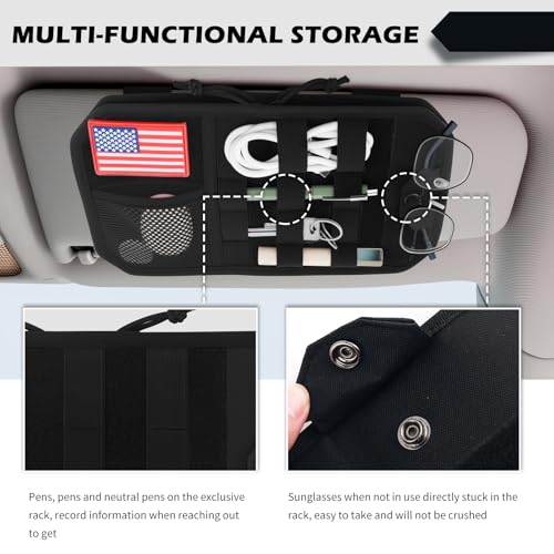 2026 New Car Visor Organizer with American Flag,High-Capacity Car Sun Visor Organizer for Storing Sunglasses/Pens/Driver'S Licence,Multifunctional Sunvisor Organizers with Zipper