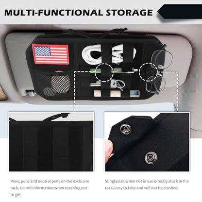 2026 New Car Visor Organizer with American Flag,High-Capacity Car Sun Visor Organizer for Storing Sunglasses/Pens/Driver'S Licence,Multifunctional Sunvisor Organizers with Zipper