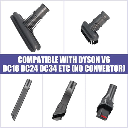 V6 Brush Attachments Kit Compatible with Dyson DC34 DC44 DC59 Accessories DC16 DC24 DC35 DC56 Animal Cord Free Handheld Motorhead Vacuum 5 Pcs Set