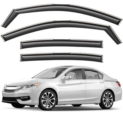 Window Deflectors Smoke Tinted in-Channel Side Window Vent Visor Deflectors Rain Guards Compatible with Honda Accord 2013-2017 Sedan - 4 pcs. GW0805 - color: For Accord 13-17