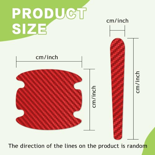 8PCS Car Door Handle Scratch Protector, Paint Guard Cover, Carbon Fiber Bowl Sticker, Protective Film for Most Handles (Red) - color: Red