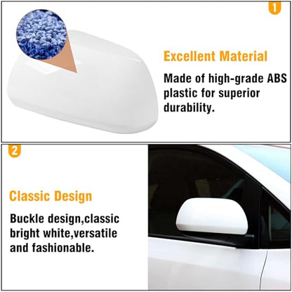 Moonlinks 1Pair Compatible with 2012 2013 2014 2015 2016 2017 2018 2019 2020 Toyota Sienna Mirror Cover Replacement, White Left Driver Side&Right Passenger Side Door Rearview Side Clip-on Mirror Cap - color: Pair White