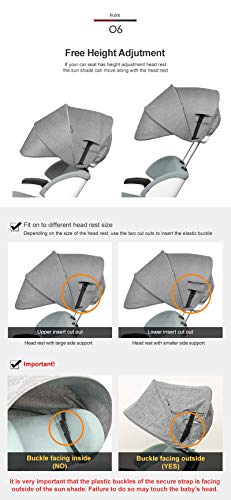 Manito Sun Shade Extender/Auxiliary Canopy for Car Seat (Black) - color: Black