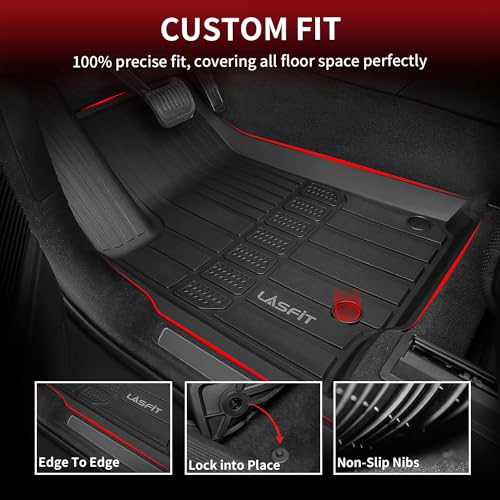 LASFIT Floor Mats & Trunk Mat for Jeep Grand Cherokee L 2021-2025 2026 7-Passenger (NOT Fit for 6-Passenger) All Weather TPE Custom Fit Car Mats Floor Liners Cargo Liner Cargo Mat Black - style: Grand Cherokee L 7 Seats 21-26