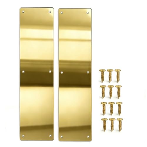 Door Push Plate, Metal Kickplate for Bottom of Door,4x16 inch Aluminum Metal Plate Rounded Corners for Interior and Exterior Doors (Gold Mirror 2 Pack) - color: Mirror gold, size: 4 x 16 Inch
