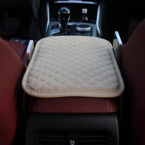 KAELTHAS Car Center Console Cushion Armrest Cover with 2 Storage Bags (Beige,Mid-Size) - color: Beige, size: M - 12.6 * 8.3 inches