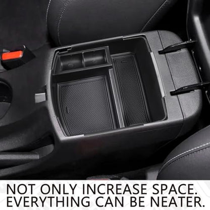 HGWEI Center Console Tray Organizer Compatible with Kia Seltos 2020 2021 2022 2023 2024 2025 2026 Accessories, Middle Armrest Insert Container ABS Secondary Storage Box, Black - color: black