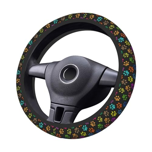 Colorful Paw Print Elastic Steering Wheel Cover Universal 15 Inch - color: 16