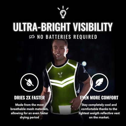 Reflective Running Vest with Pocket & 2 Bands with High visibility for Night Running, Walking & Cycling - color: Yellow, size: Medium