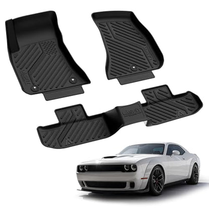 LASFIT Floor Mats 2015-2023 for Dodge Challenger RWD(Not for AWD), All Weather TPE Custom Fit Car Mats Floor Liners 1st & 2nd Row, Black - style: 6) Challenger RWD | 2015-2023 | Floor Mats