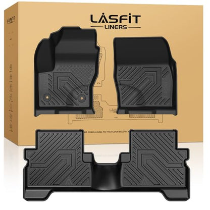 LASFIT Floor Mats for Ford Escape 2019-2013 (Only fit with Adjustable Cargo Floor in Lower Position),Custom Fit All Weather Protector TPE Easy Clean Floor Liners, 1st & 2nd Row, 3PCS Black - style: 5) Escape| 13-19 | 2Rows