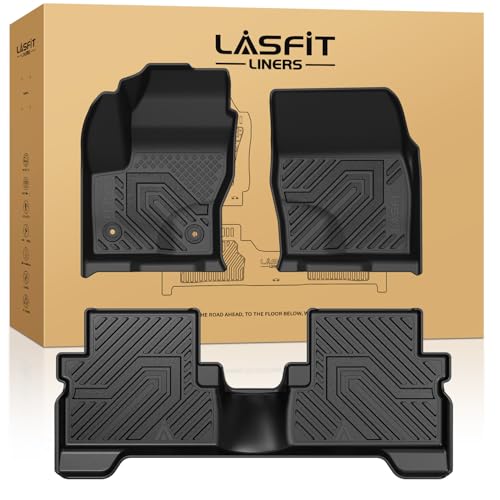 LASFIT Floor Mats for Ford Escape 2019-2013 (Only fit with Adjustable Cargo Floor in Lower Position),Custom Fit All Weather Protector TPE Easy Clean Floor Liners, 1st & 2nd Row, 3PCS Black - style: 5) Escape| 13-19 | 2Rows
