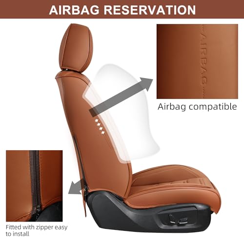 TIEHESYT Car Seat Covers Full Set, Breathable Leather Automotive Front and Rear Seat Covers, Car Seat Protectors Full Set, Compatible with Most Vehicles, SUV (Brown, Front Pair and Rear) - color: Mature Brown, size: Front Pair and Rear Headrestless