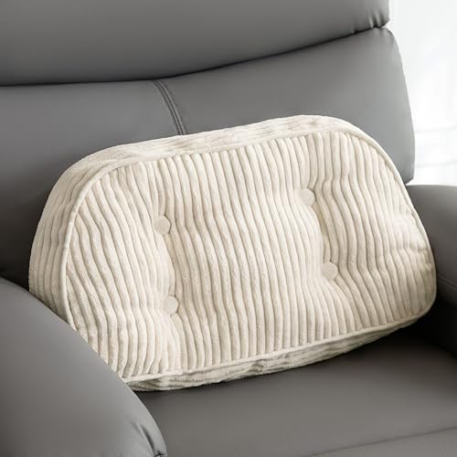 HIGOGOGO Lumbar Support Pillow for Recliner Chair/Accent Chair/Couch/Office Chair, Tufted Corduroy Back Support Cushion for Elderly, Recliner Cushions for Back Rest, Pain Relief, Reading, Beige - color: Beige
