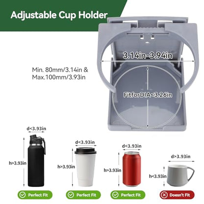 2pcs Adjustable Folding Cup Holder Automotive Water Drink Bottle Holder, fit Most Size Mugs Bottle, with Screws and Tapes, for Car Auto Truck RV Boat Van Camper Caravan Marine Yacht (Gray) - color: Gray