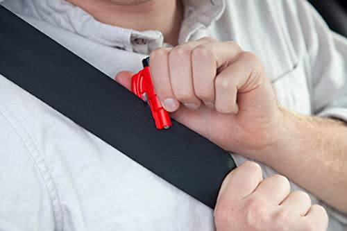 resqme The Original Emergency Keychain Car Escape Tool, 2-in-1 Seatbelt Cutter and Window Breaker, Made in USA, Family Pack of 3 - Black, Red, Yellow -Compact Emergency Hammer - color: Black, Red, Yellow