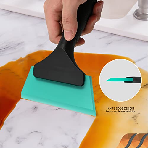 EHDIS Small Squeegee 5 inch Rubber Window Tint Windshield Scraper for Car,Glass, Mirror, Shower, Door,Bathroom Cleaning (Light Blue) - color: Light Blue