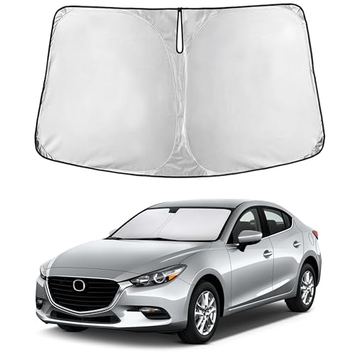 EcoNour Windshield Sunshade Compatible for Mazda 3 2014-2024 2025 2026, Sun Visor for Front Windshield & Window Sun Shade Cover, UV Heat Blocker & Protector, Car Accessories - size: For Mazda 3 (2014-2026)