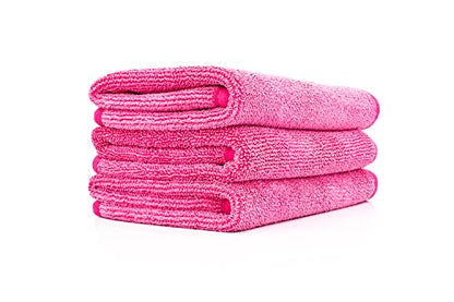 The Rag Company - Premium FTW Microfiber Cleaning Towels for Glass, Windows, Mirrors, Polished Surfaces - Streak-Free, Scratchless, 16" x16”, Pink, 3-Pack - color: Pink