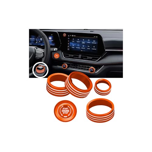 for 2025 2026 Chevrolet Equinox （No Equinox EV） Aluminum Interior Trim Accessories, Including air Conditioning Volume Controls, Shift Switch, and Starter knob Cover/Ring. (Orange) - color: orange