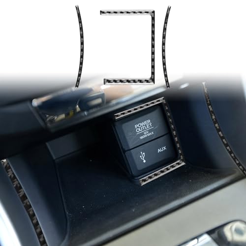 Real Premium Carbon Fiber Car Center Console Power Outlet USB Port Frame Decal Sticker Auto Interior Accessories Compatible with Honda Accord 2013 2014 2015 2016 2017 9th Gen Black - color: Black 55