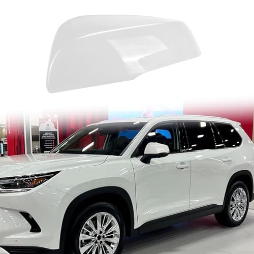 White Left Driver Side Replacement Mirror Cover Caps for 2020-2025 Toyota Highlander, Toyota Grand Highlander and Toyota Corolla Cross (With Turn Signal Light Model) - color: White-Left