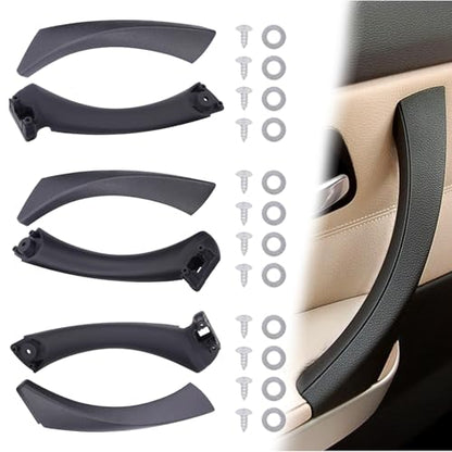 NewYall Black Interior Door Panel Handle Pull with Outer Trim Cover for BMW E90 E91 E92 E93 3 Series 320 323 325 328 330 335 Rear Left and Front Rear Right Side - color: Black